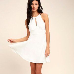 Lulus Black Swan Francine Ivory Skater Dress